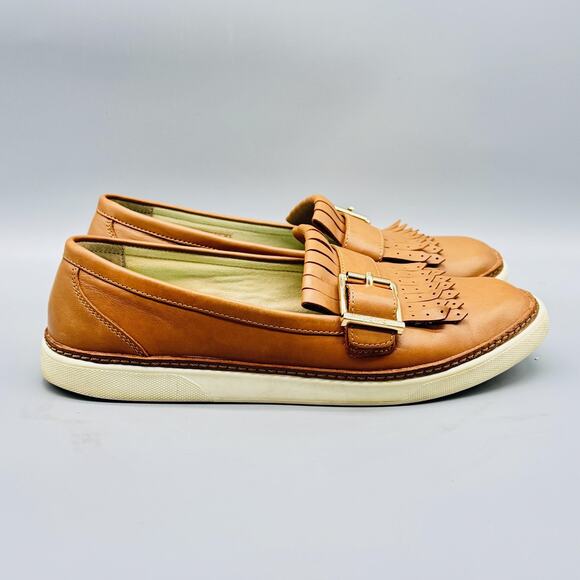 Vionic Shoes Womens 8.5 Brown Leather Loafer Buckle Fringe Cambridge Comfort - Picture 1 of 10